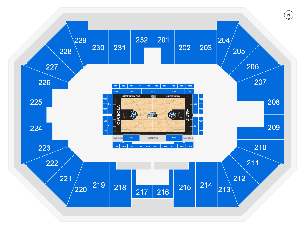 Venue seating chart for Osceola Magic for reference only