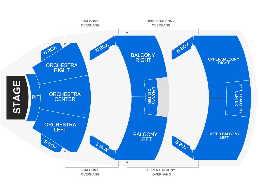 Venue seating chart for Ballet Theatre South for reference only