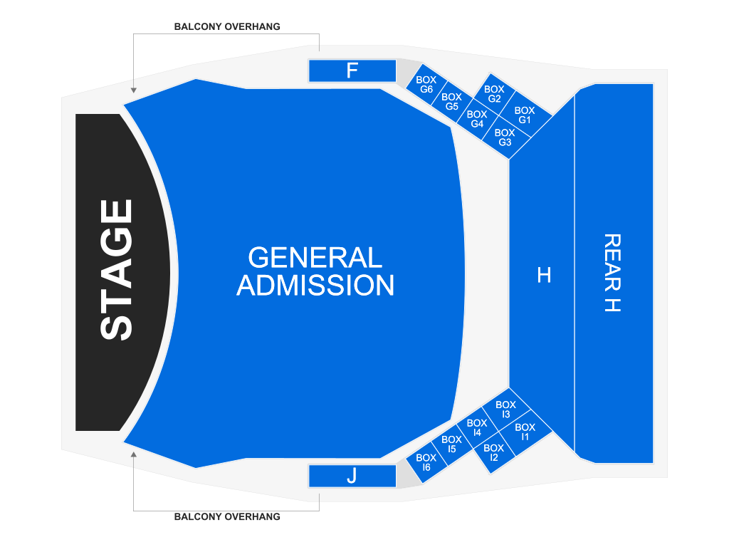 Venue seating chart for The Elovaters for reference only