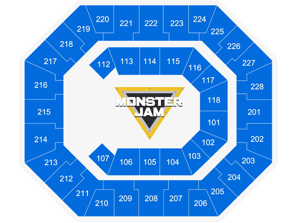 Venue seating chart for Monster Jam for reference only
