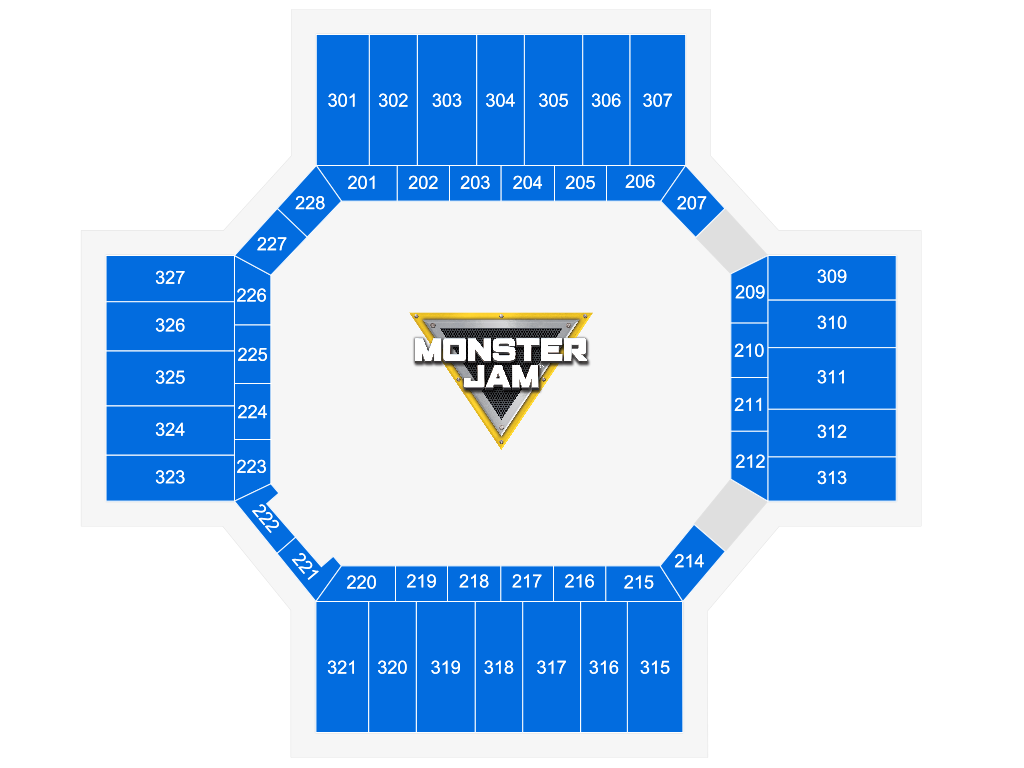 Venue seating chart for Monster Jam for reference only