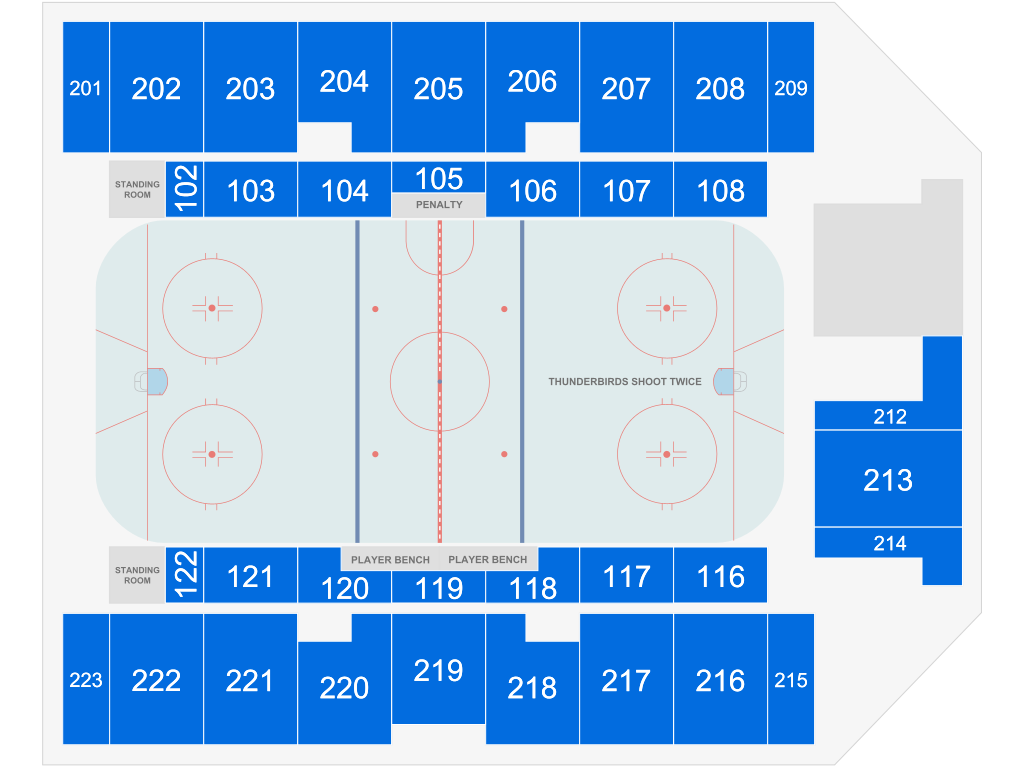 Venue seating chart for Twin City Thunderbirds for reference only