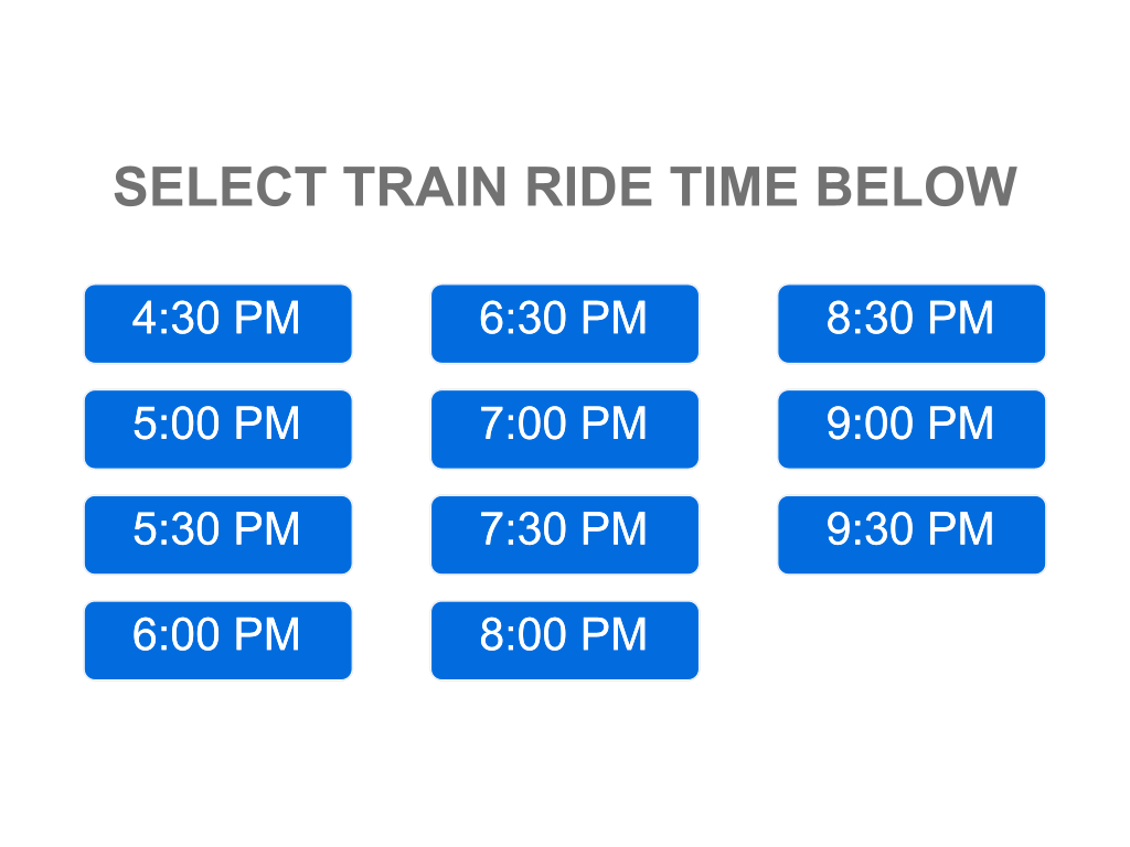 Venue seating chart for Pullen Park Holiday Express for reference only