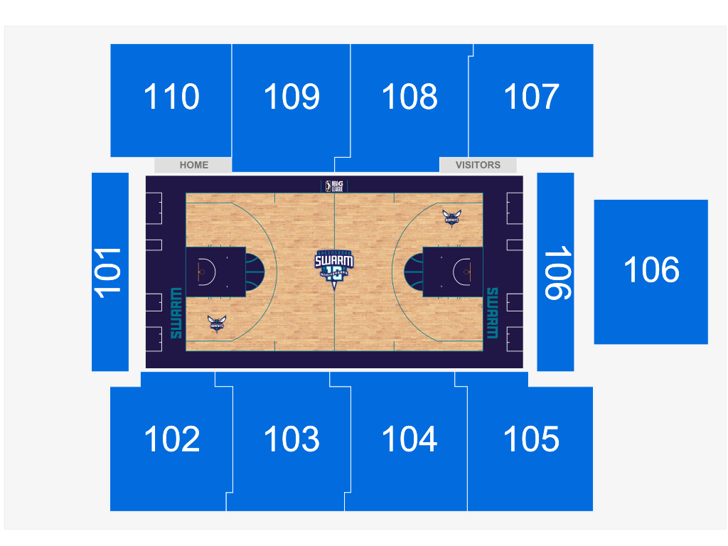 Venue seating chart for Greensboro Swarm for reference only