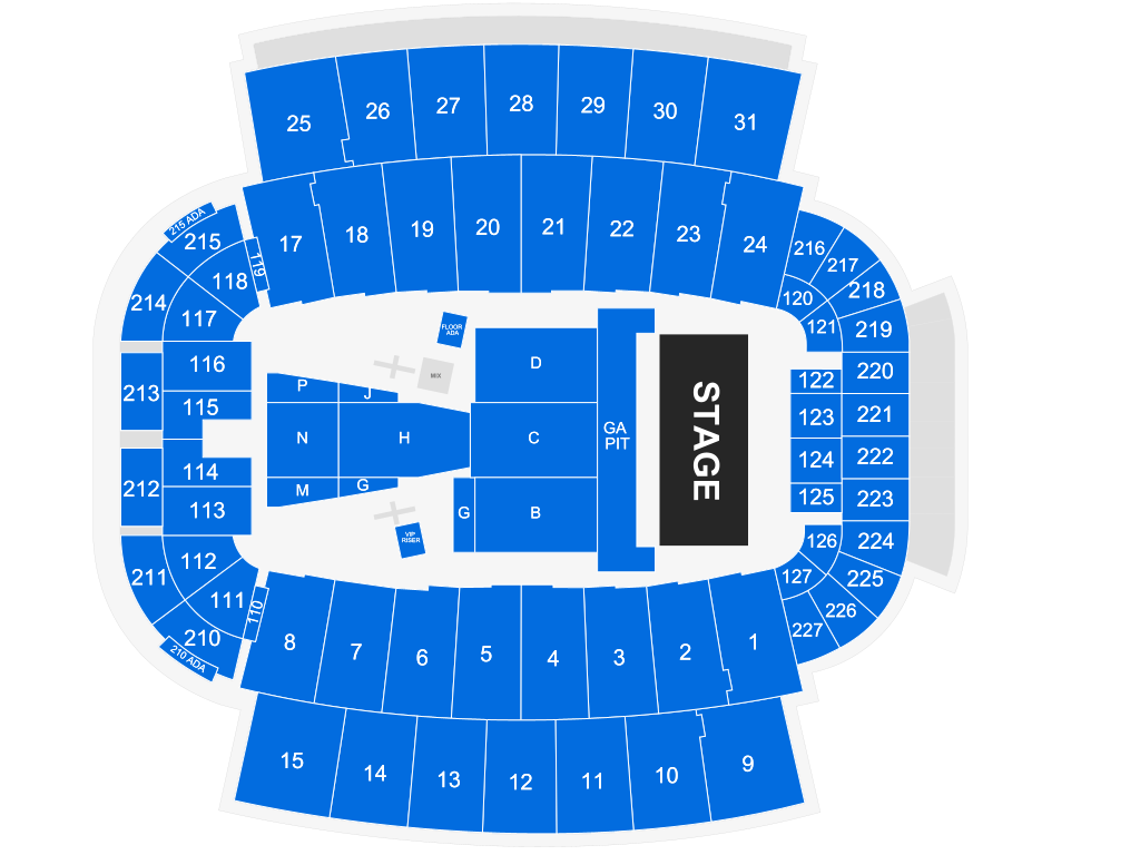 Venue seating chart for Guns N' Roses for reference only