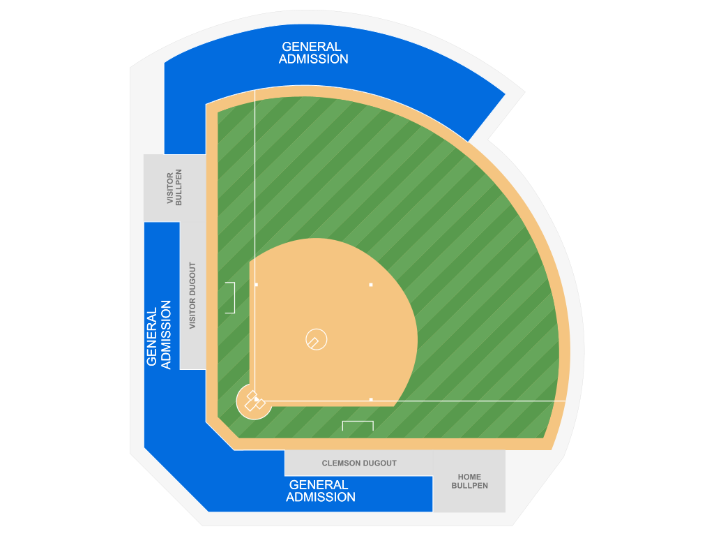 Venue seating chart for Clemson University Tigers Softball for reference only