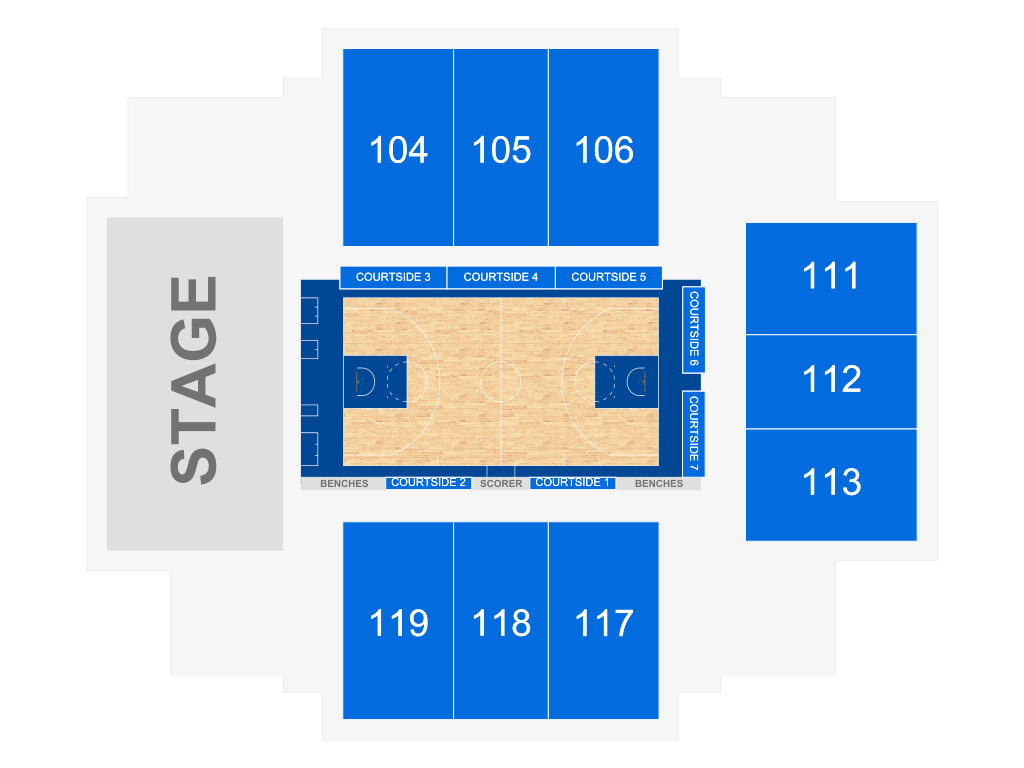 Venue seating chart for Fayetteville Liberty Basketball for reference only