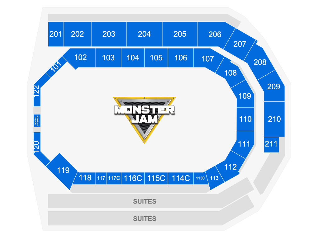Venue seating chart for Monster Jam for reference only