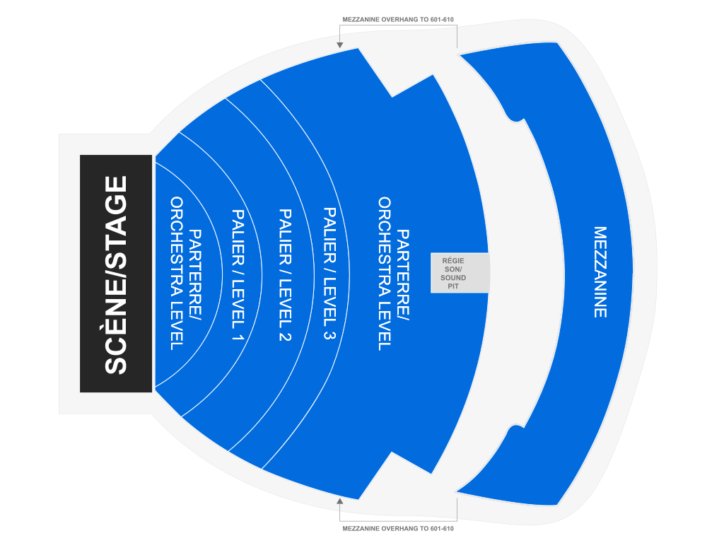 Venue seating chart for La grande veillée du 2 Pierrots for reference only