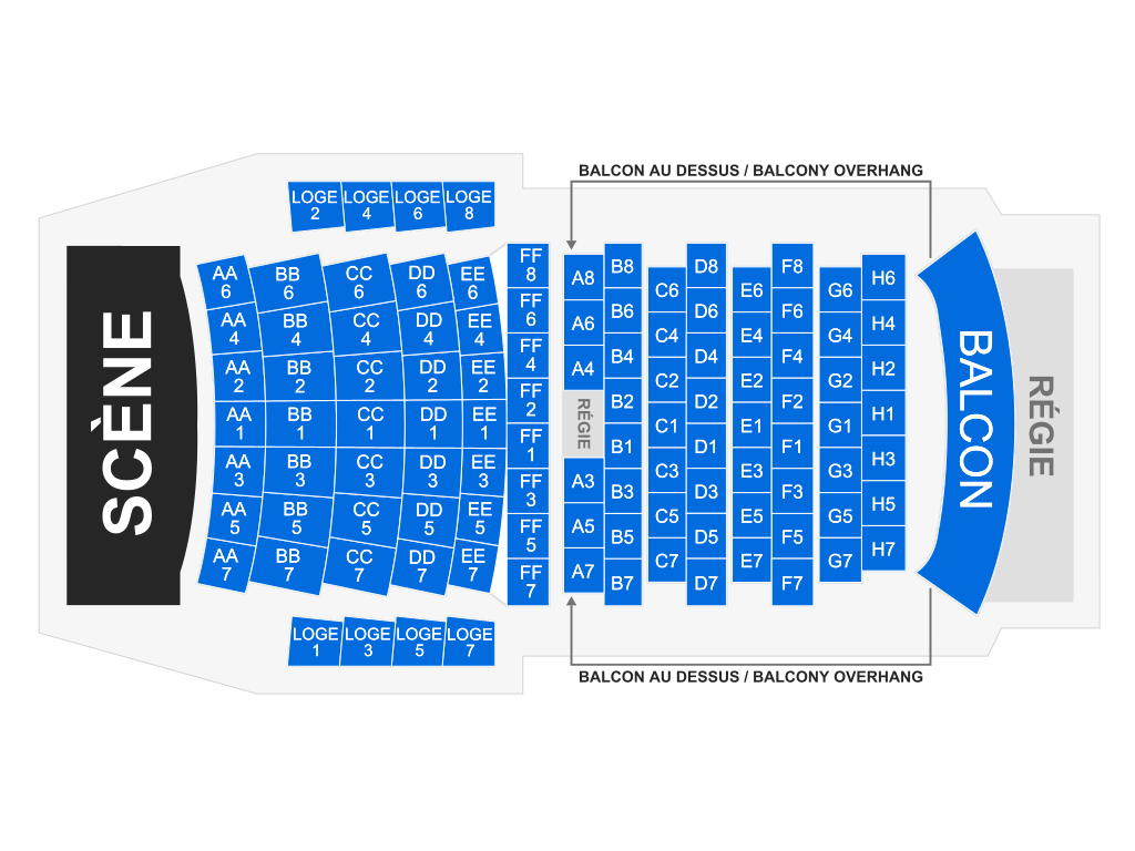 Venue seating chart for Nathalie Simard for reference only