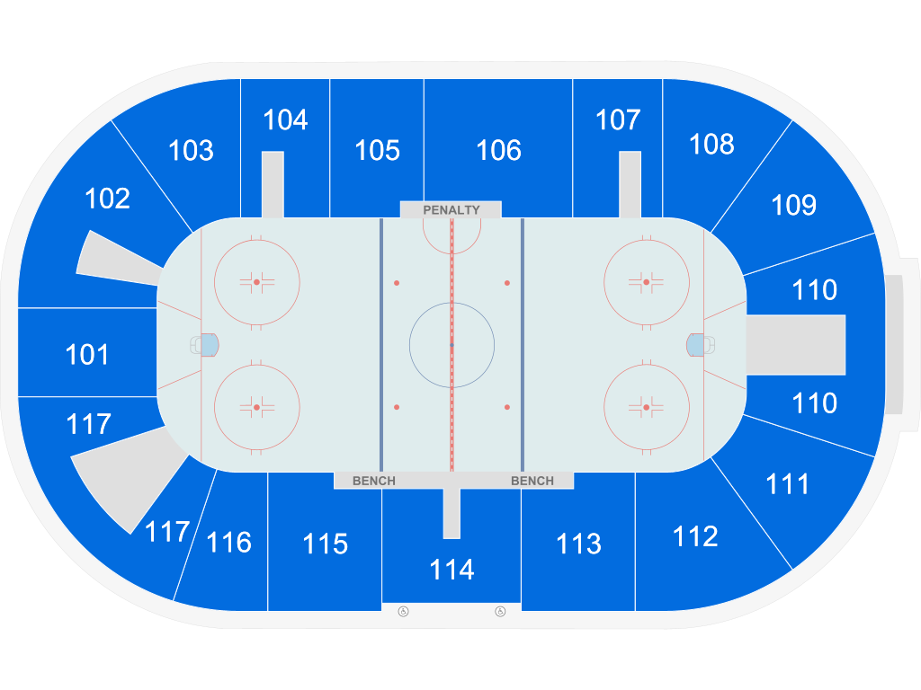 Venue seating chart for Trois-Rivières Lions for reference only