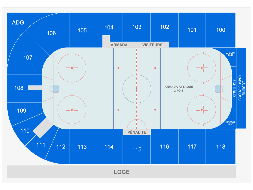 Venue seating chart for Armada Blainville-Boisbriand for reference only