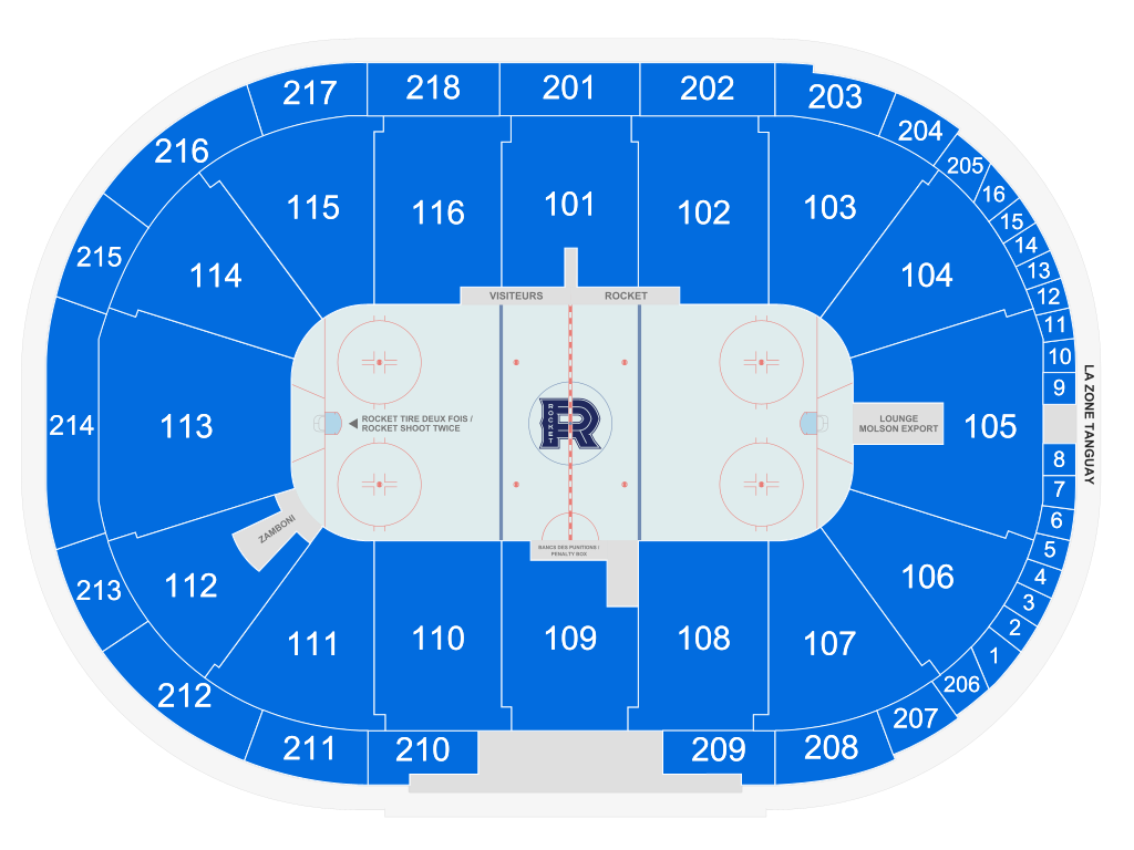 Venue seating chart for Laval Rocket for reference only