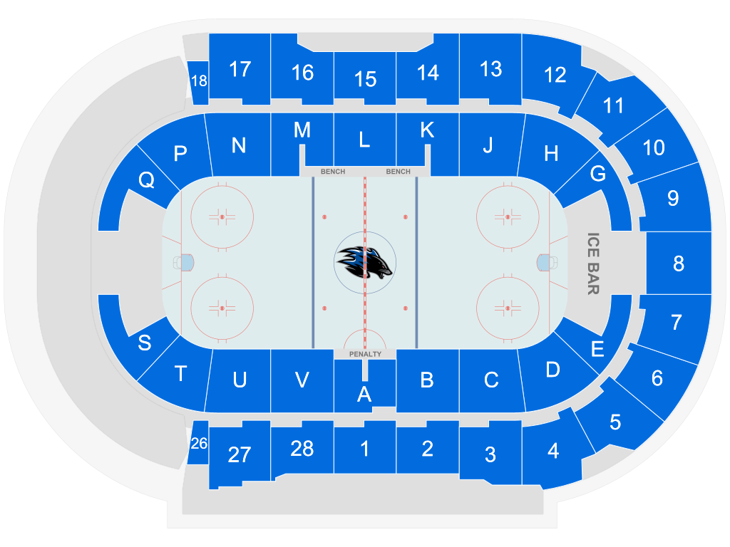 Venue seating chart for Saint John Sea Dogs for reference only