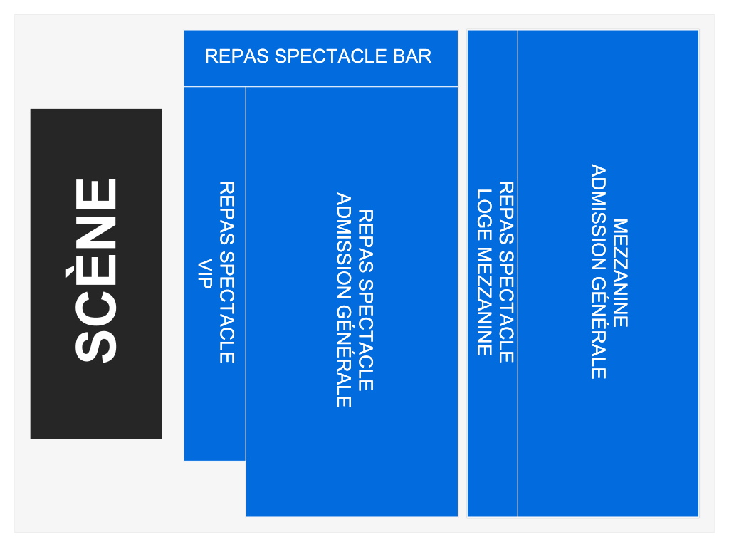 Venue seating chart for Celebration: Le meilleur party du temps des fêtes en ville! for reference only