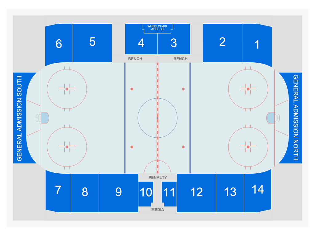 Venue seating chart for IIHF U18 Women's World Hockey Championship for reference only