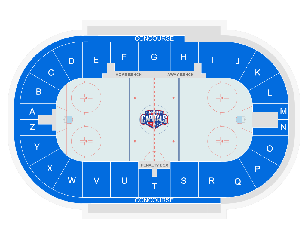 Venue seating chart for Summerside Western Capitals for reference only