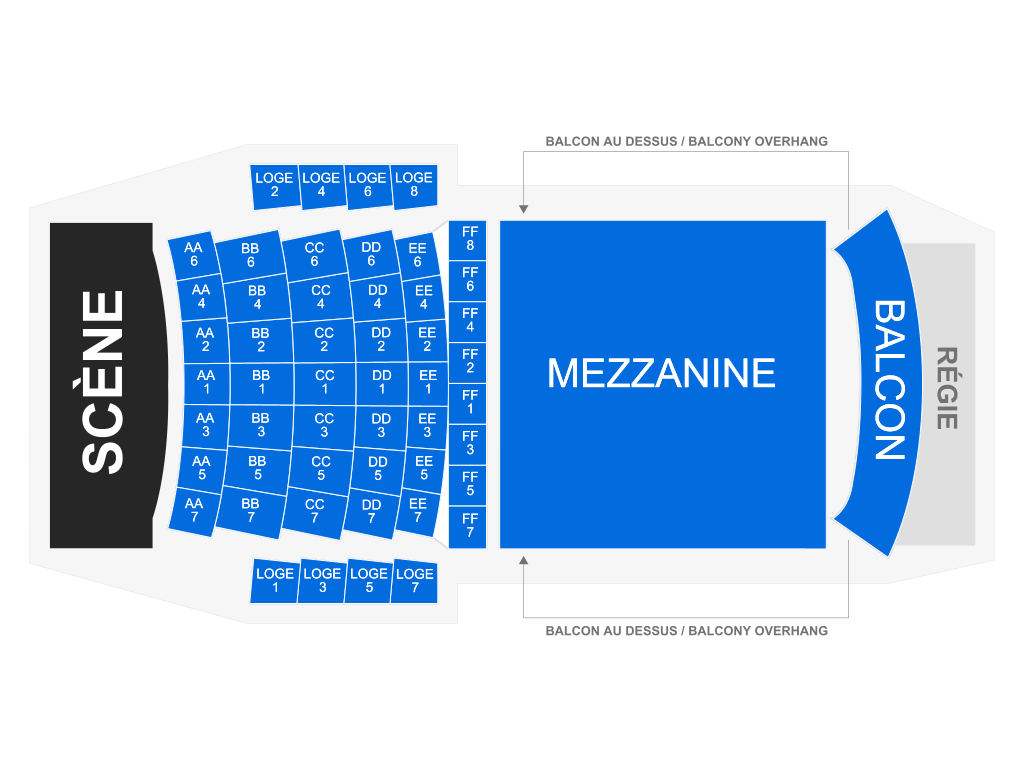 Venue seating chart for Honeymoon Suite for reference only