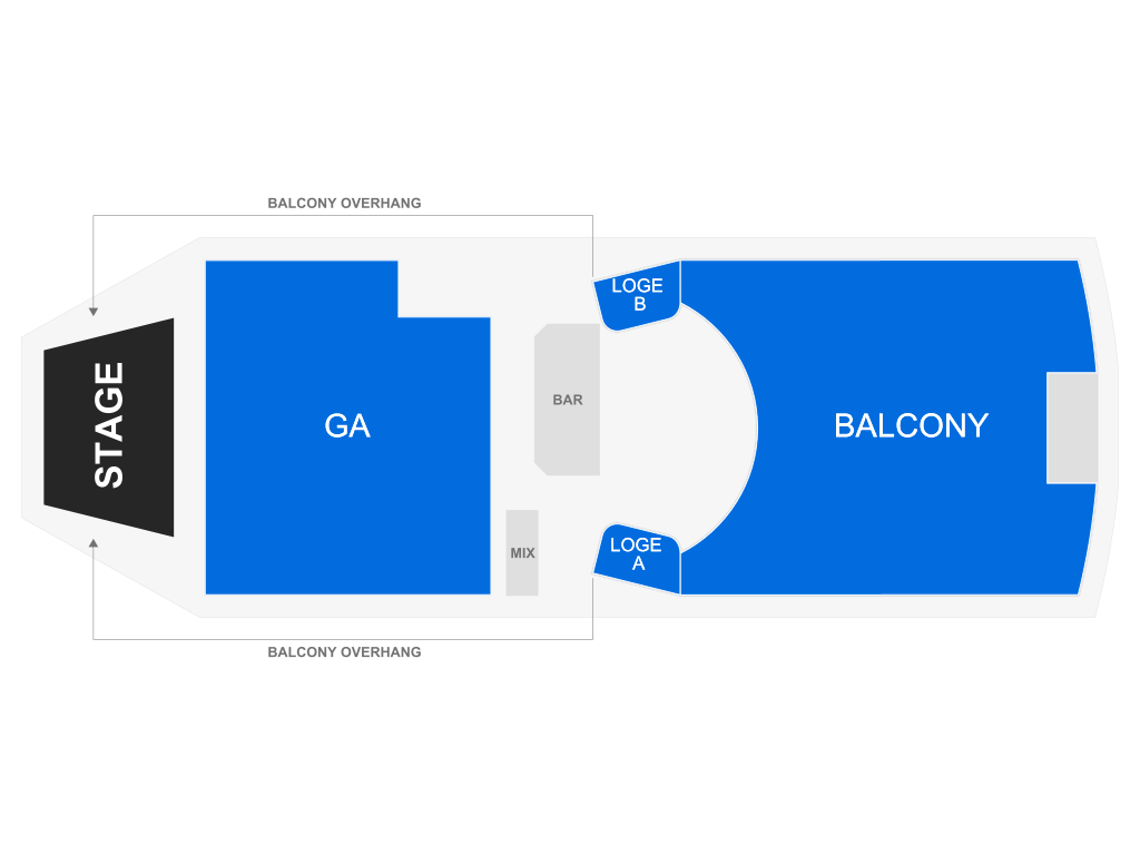 Venue seating chart for The Growlers for reference only