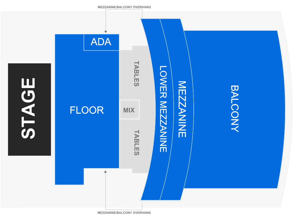 Venue seating chart for Andy Bell for reference only