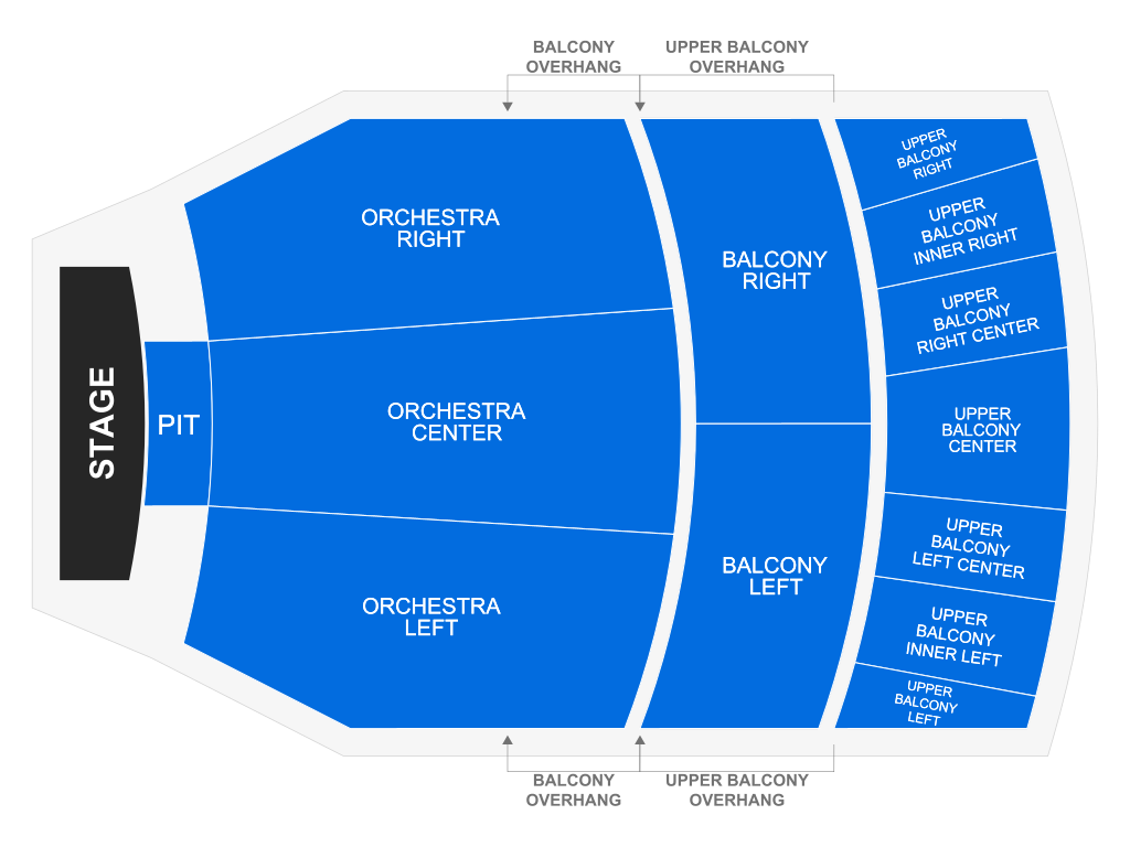 Venue seating chart for Mariachi Vargas de Tecalitlán for reference only