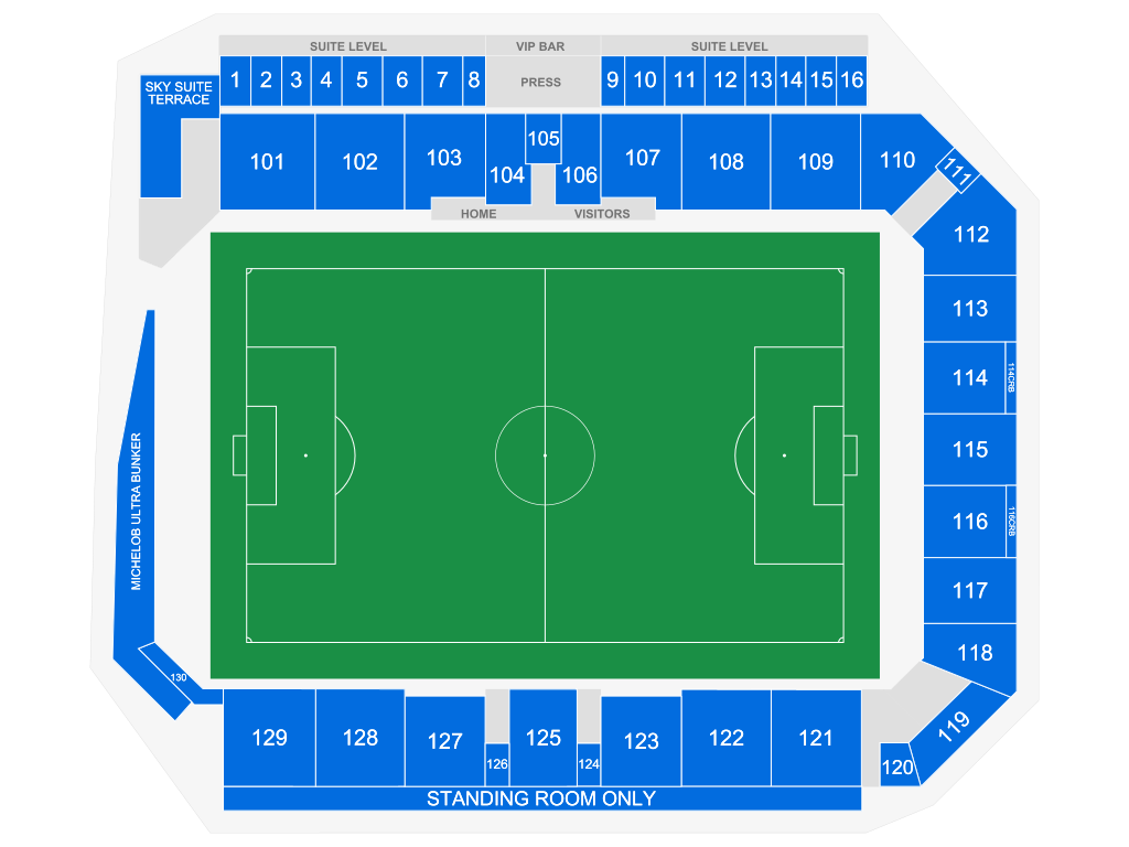 Venue seating chart for San Antonio FC for reference only