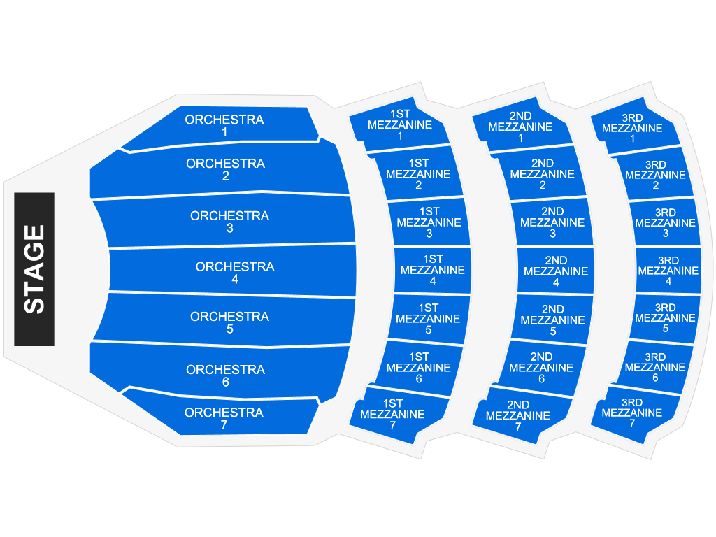 Venue seating chart for Christmas Spectacular Starring The Radio City Rockettes for reference only